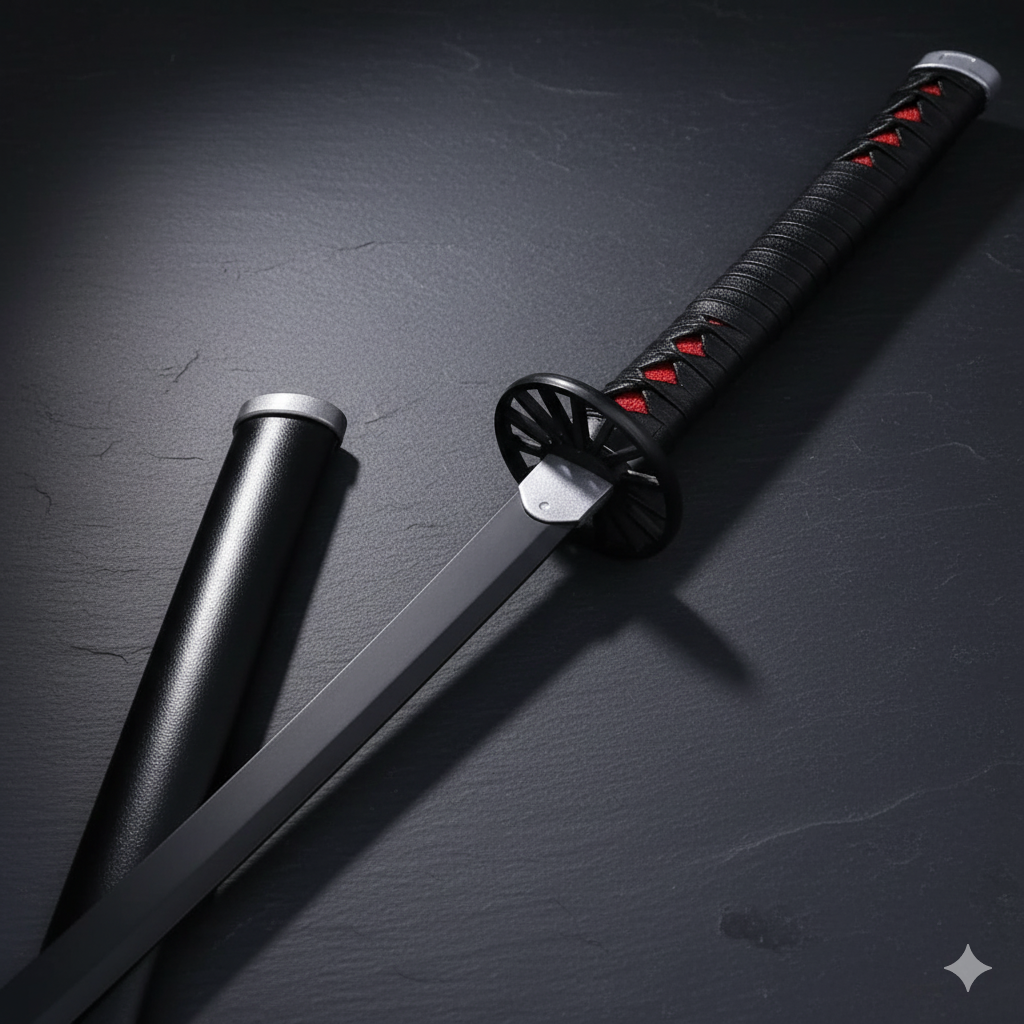 Hand-Forged Black Blade Katana with Scabbard – Samurai-Style Handmade Sword