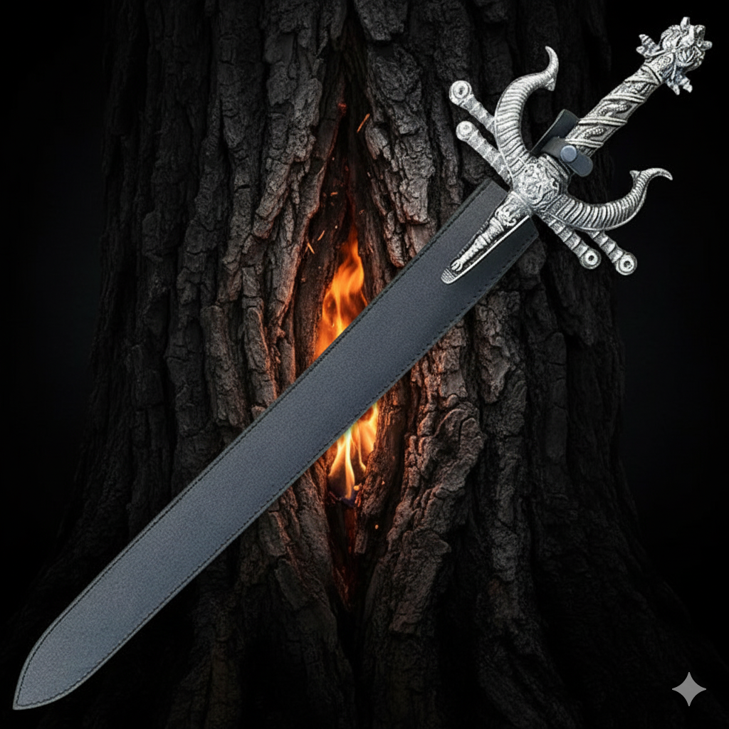Handmade Damascus Steel Viking Master Sword with Leather Sheath – Custom Forged Norse Battle Blade for Collectors and Display