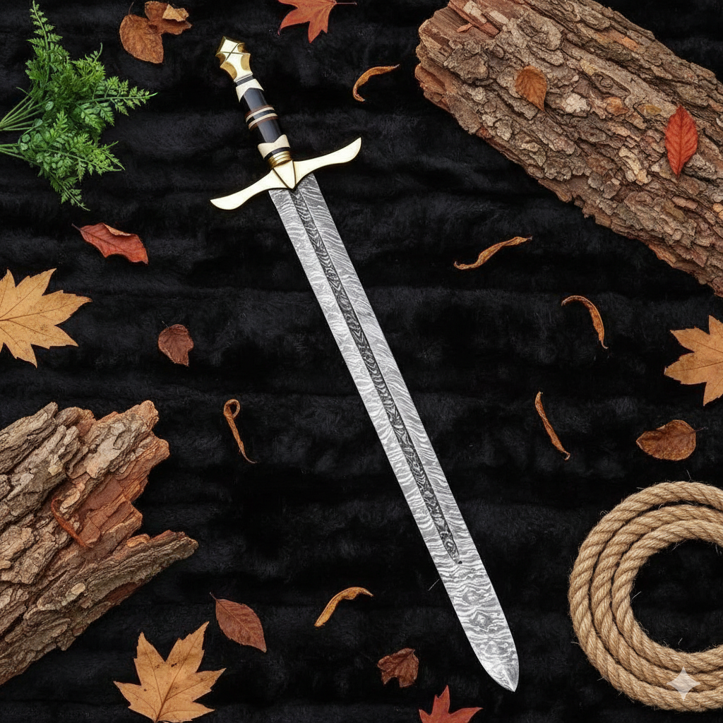 Handmade Damascus Steel Viking Sword – Perfect Medieval Gift for Birthday, Anniversary, Husband, Groomsmen, or Christmas