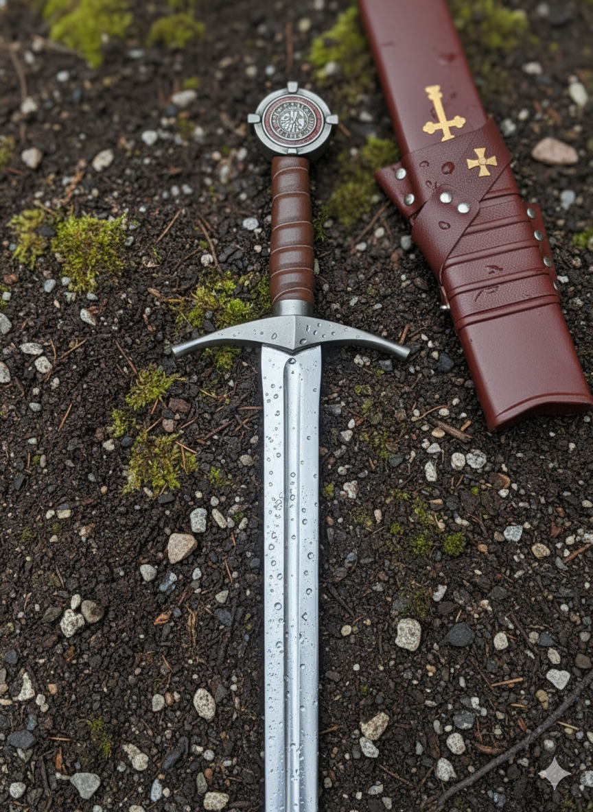 Accolade Sword Replica | Medieval Knight Sword | Stainless Steel Blade with Display Plaque | Decorative Collectible Gift