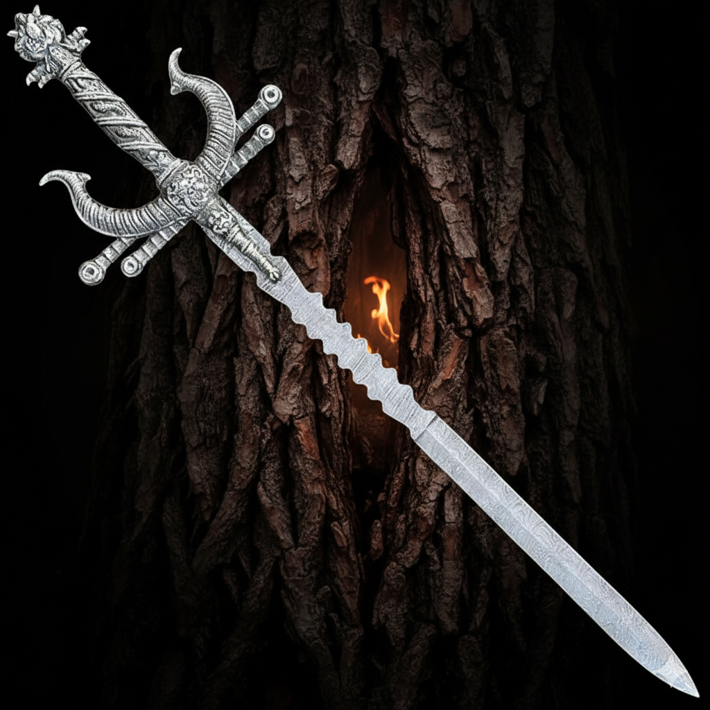 Handmade Damascus Steel Viking Master Sword with Leather Sheath – Custom Forged Norse Battle Blade for Collectors and Display