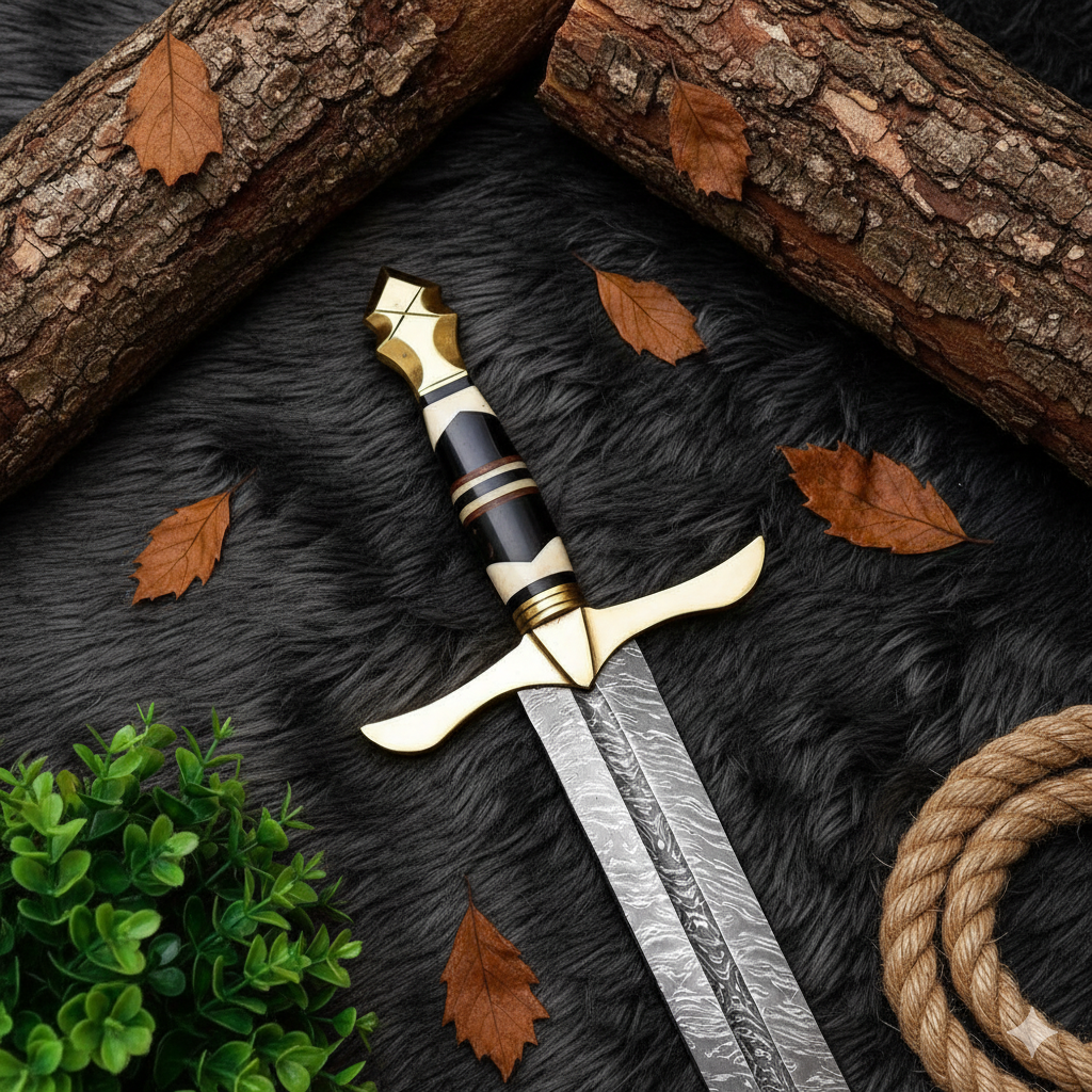Handmade Damascus Steel Viking Sword – Perfect Medieval Gift for Birthday, Anniversary, Husband, Groomsmen, or Christmas