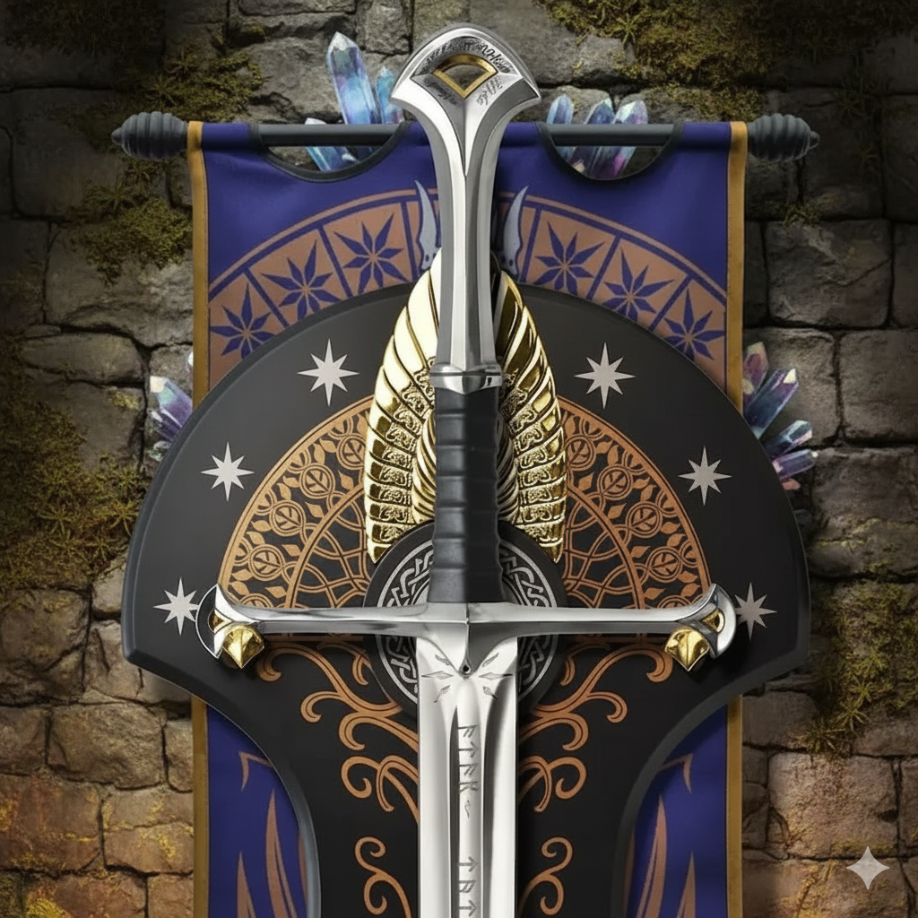 Handmade Blue and Black Hilt Medieval Longsword Replica | Stainless Steel Blade with Scabbard | Decorative Fantasy Sword Collectible