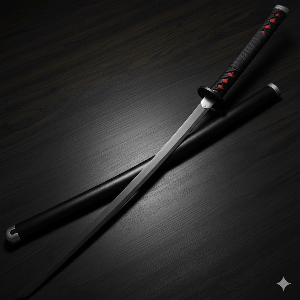 Hand-Forged Black Blade Katana with Scabbard – Samurai-Style Handmade Sword