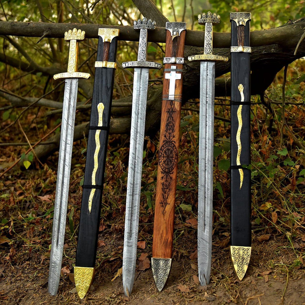 Medieval Viking Sword Replica | Stainless Steel Blade with Leather Sheath | Decorative Historical Collectible Sword