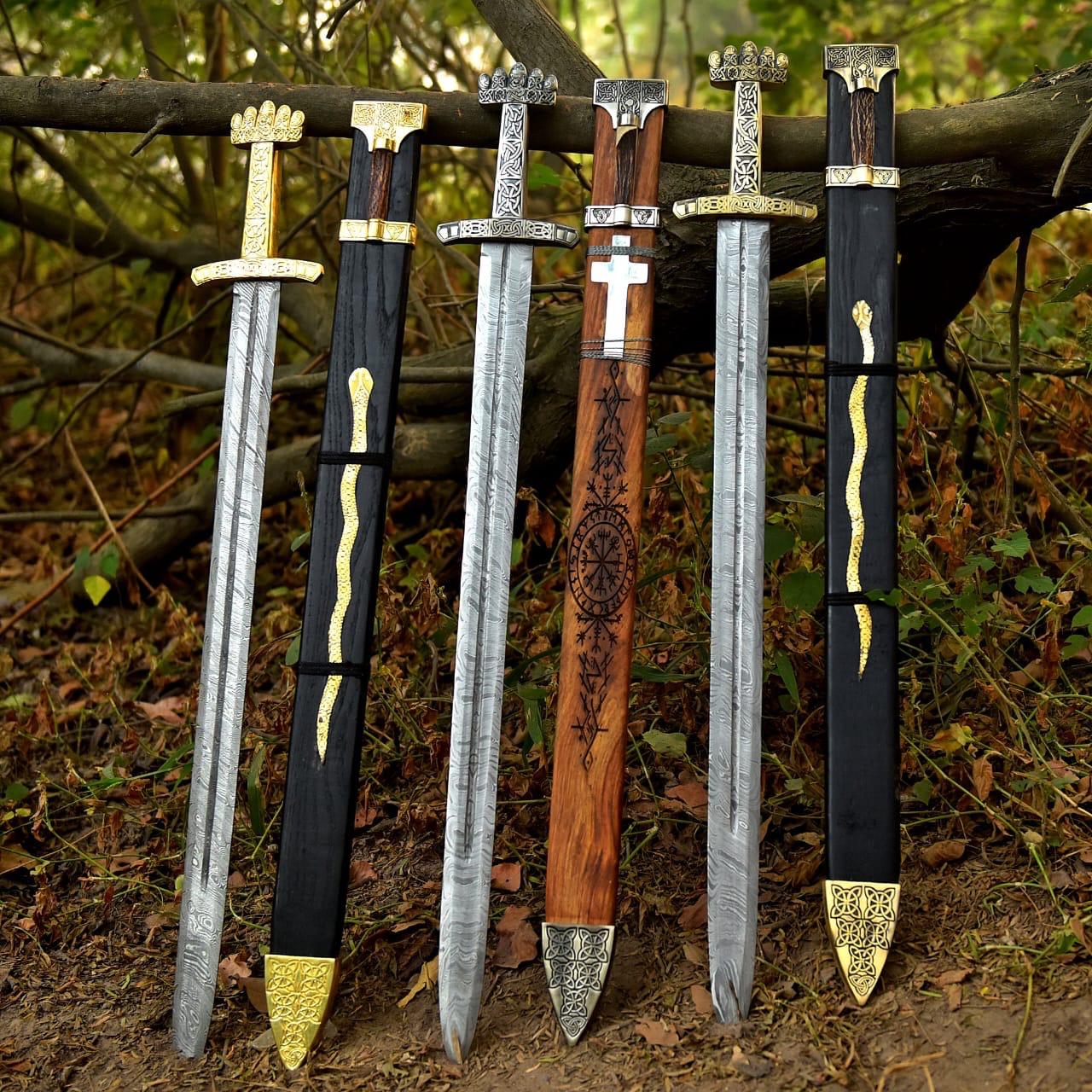 Medieval Viking Sword Replica | Stainless Steel Blade with Leather Sheath | Decorative Historical Collectible Sword