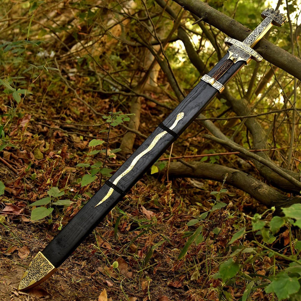 Medieval Viking Sword Replica | Stainless Steel Blade with Leather Sheath | Decorative Historical Collectible Sword