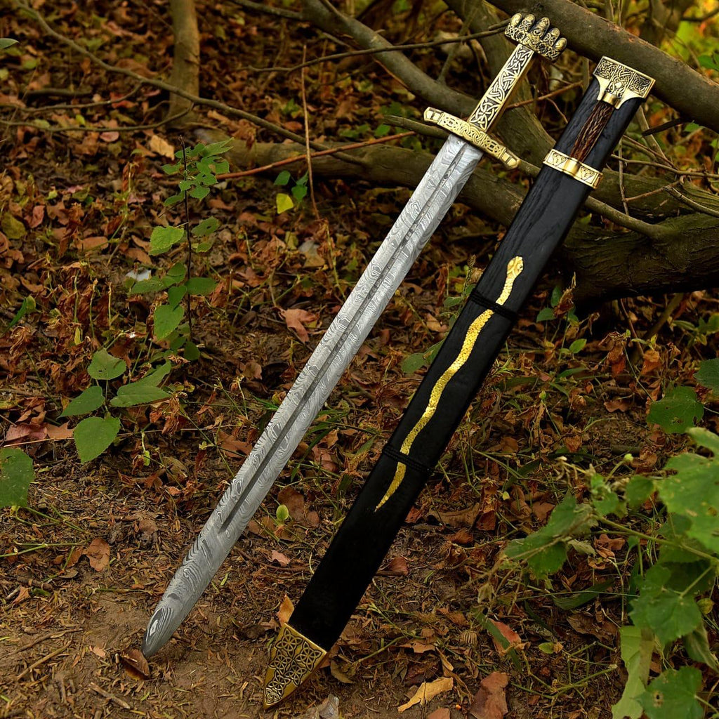 Medieval Viking Sword Replica | Stainless Steel Blade with Leather Sheath | Decorative Historical Collectible Sword