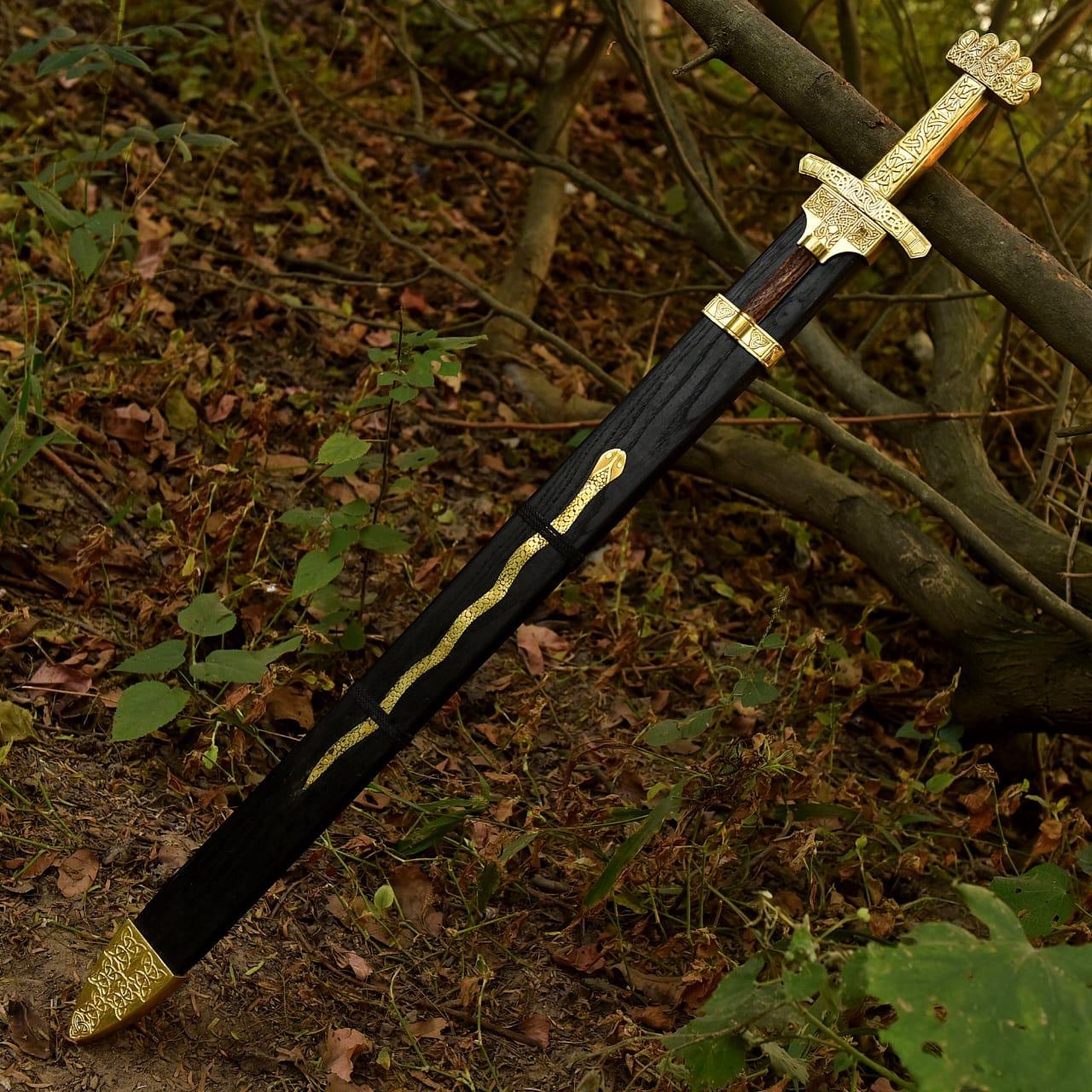 Medieval Viking Sword Replica | Stainless Steel Blade with Leather Sheath | Decorative Historical Collectible Sword