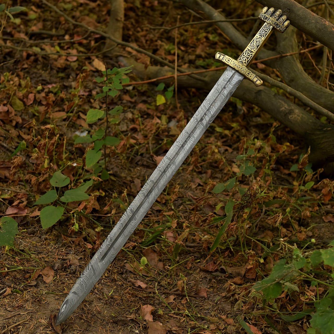 Medieval Viking Sword Replica | Stainless Steel Blade with Leather Sheath | Decorative Historical Collectible Sword