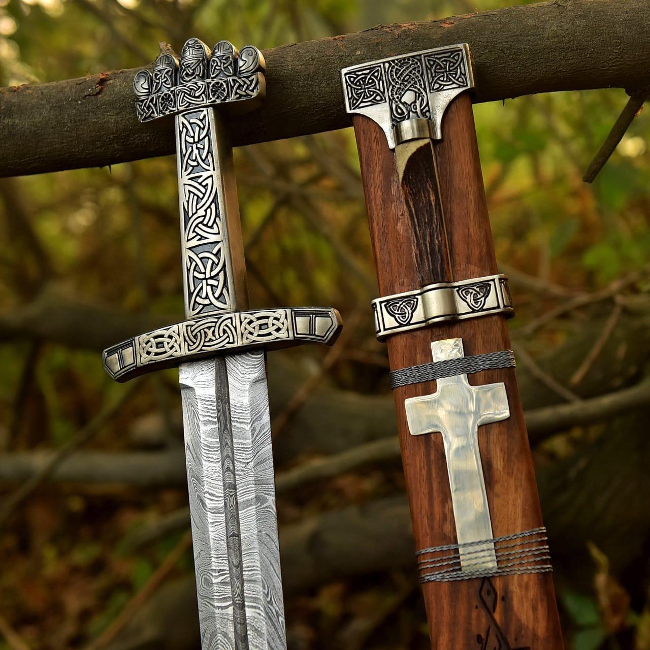Medieval Viking Sword Replica | Stainless Steel Blade with Leather Sheath | Decorative Historical Collectible Sword