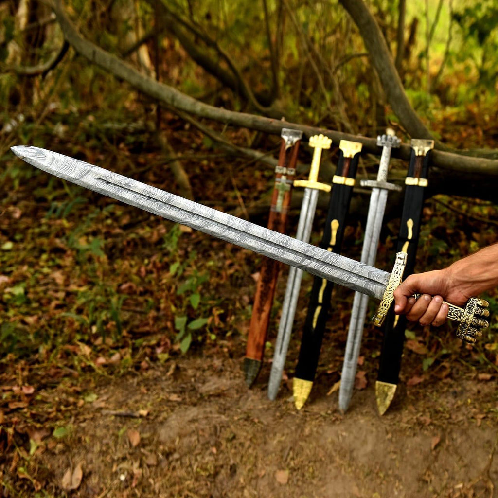 Medieval Viking Sword Replica | Stainless Steel Blade with Leather Sheath | Decorative Historical Collectible Sword