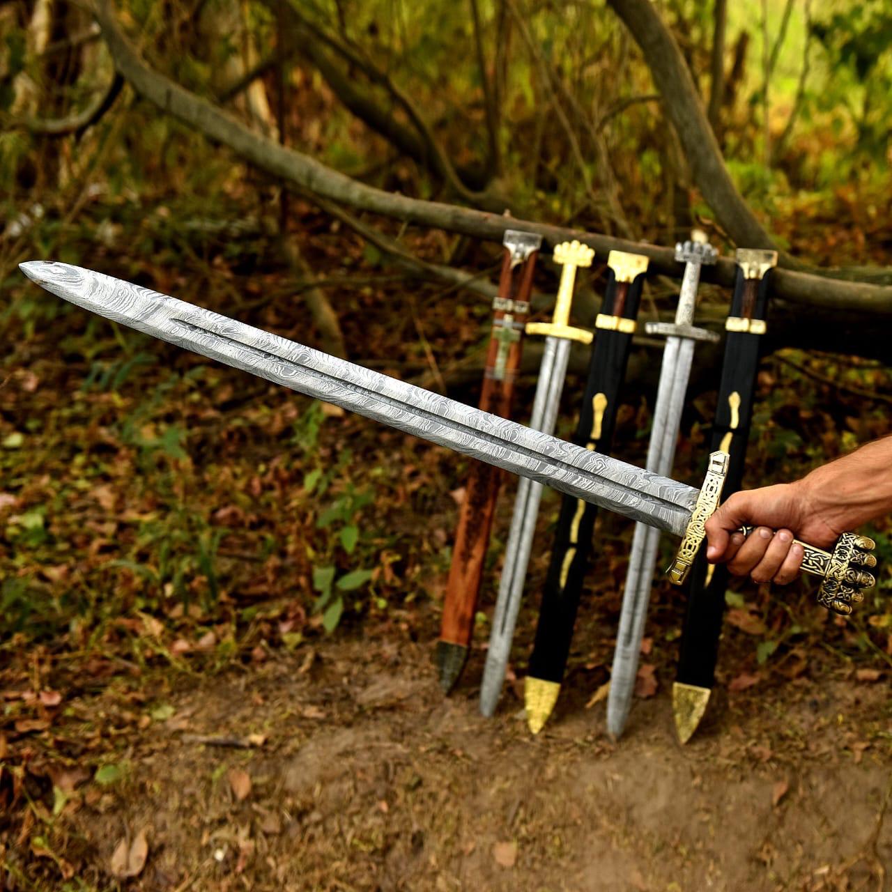 Medieval Viking Sword Replica | Stainless Steel Blade with Leather Sheath | Decorative Historical Collectible Sword