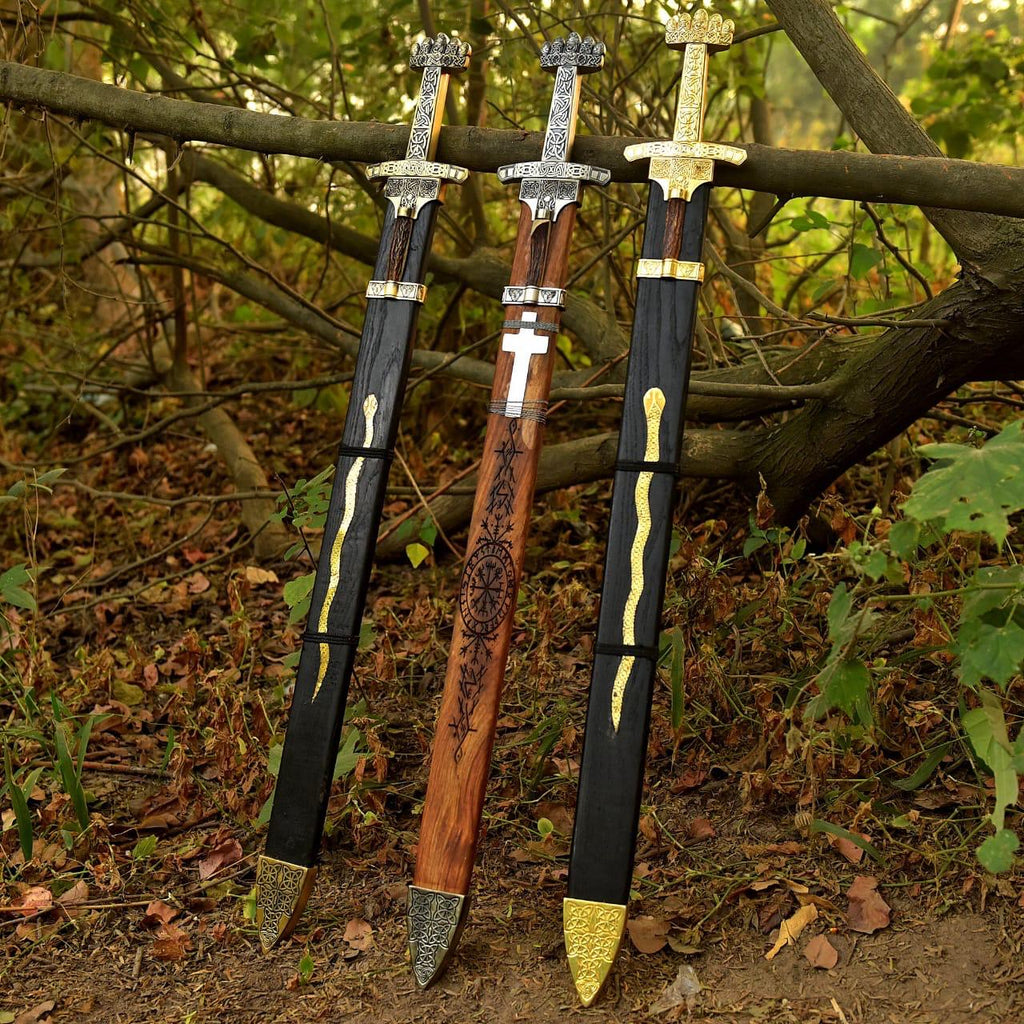 Medieval Viking Sword Replica | Stainless Steel Blade with Leather Sheath | Decorative Historical Collectible Sword