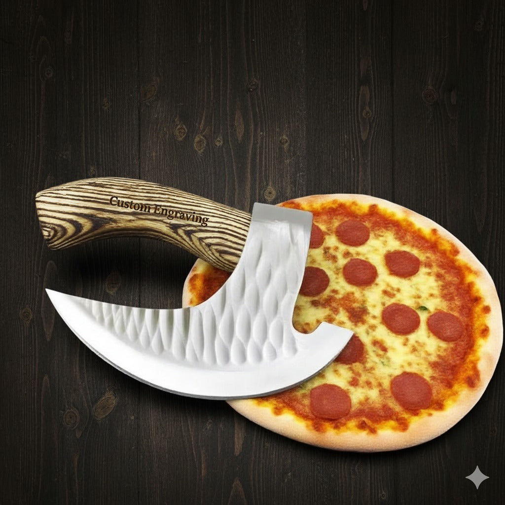 Handmade Stainless Steel Pizza Cutter | Sharp Wheel Slicer with Wooden Handle | Kitchen Tool for Effortless Pizza Cutting