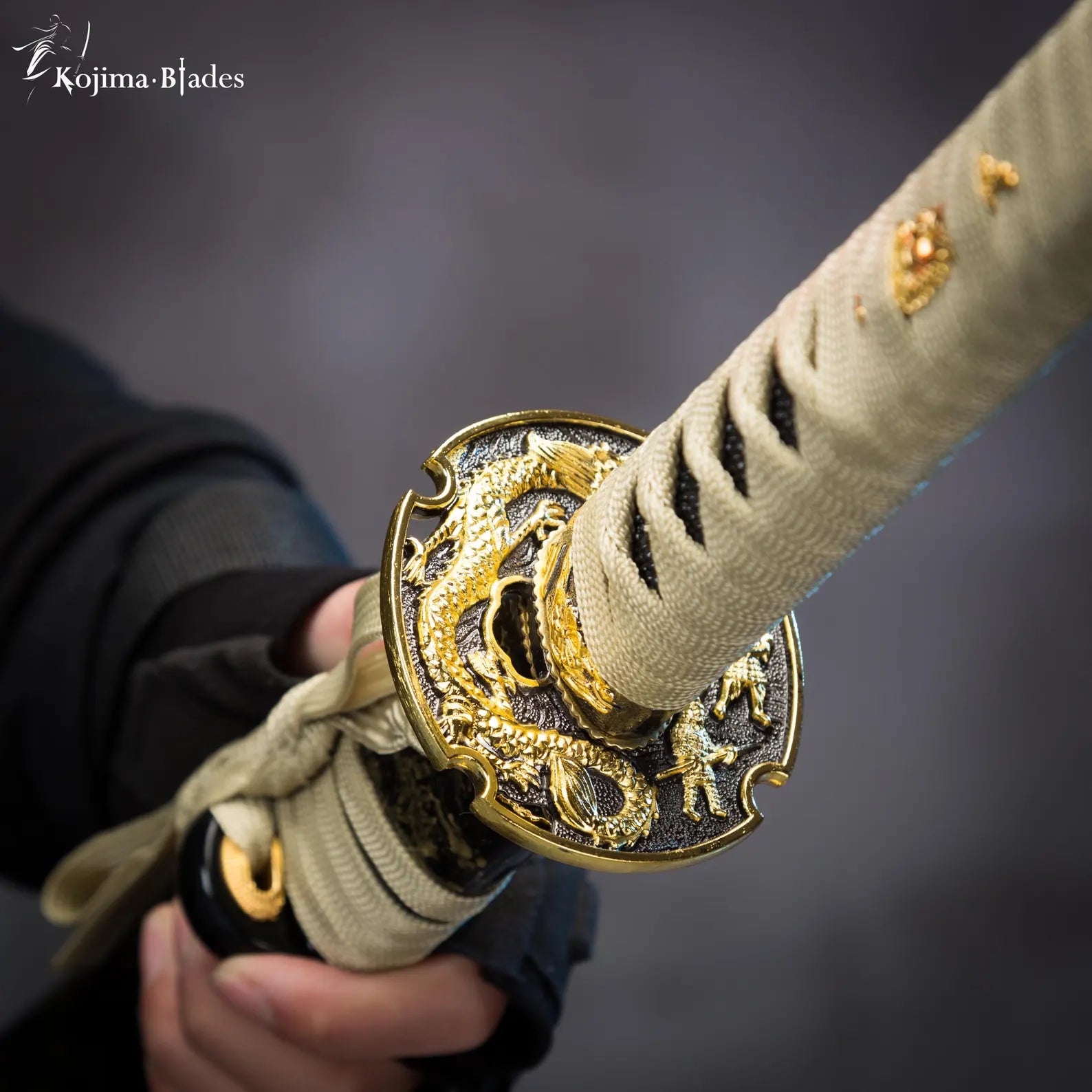 Handcrafted Gold-Tone Katana Sword | Traditional Samurai Style with Black & Gold Scabbard | Decorative Collectible Sword