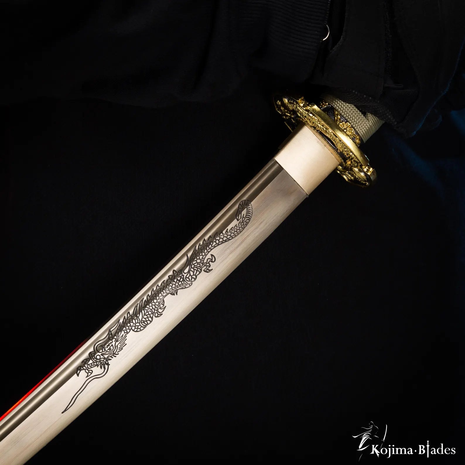 Handcrafted Gold-Tone Katana Sword | Traditional Samurai Style with Black & Gold Scabbard | Decorative Collectible Sword