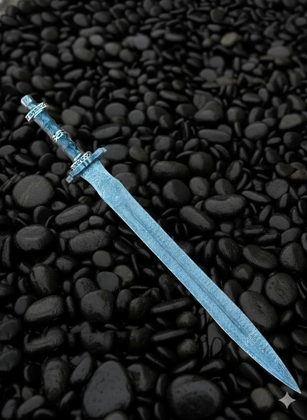 Handmade Damascus Steel Sword | Ladder Pattern Blade with Leather Sheath | Collectible Medieval Sword Replica | Unique Gift for Him