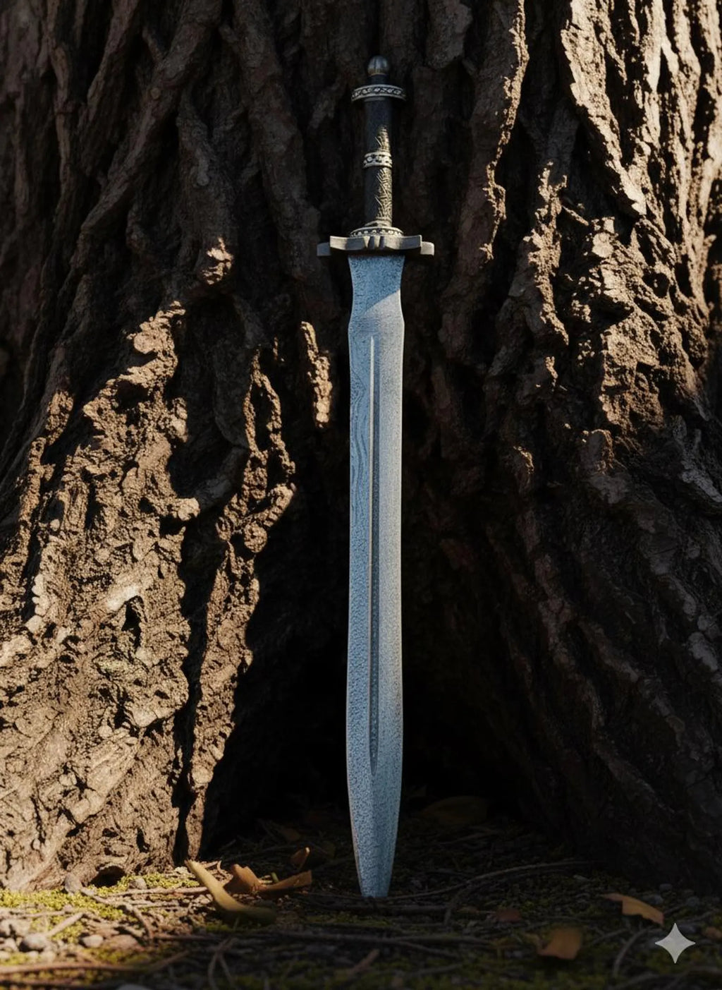 Handmade Damascus Steel Sword | Ladder Pattern Blade with Leather Sheath | Collectible Medieval Sword Replica | Unique Gift for Him