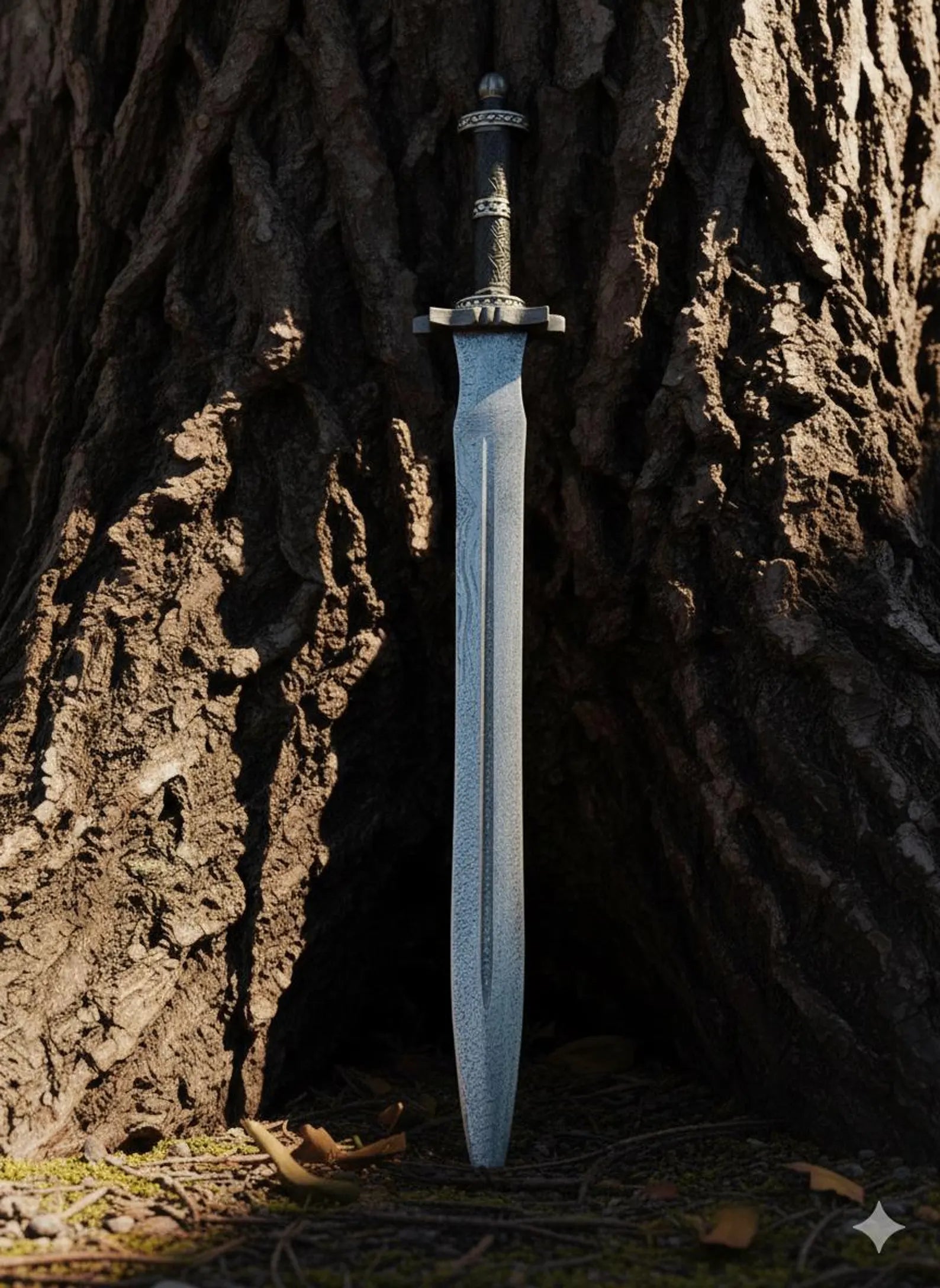 Handmade Damascus Steel Sword | Ladder Pattern Blade with Leather Sheath | Collectible Medieval Sword Replica | Unique Gift for Him