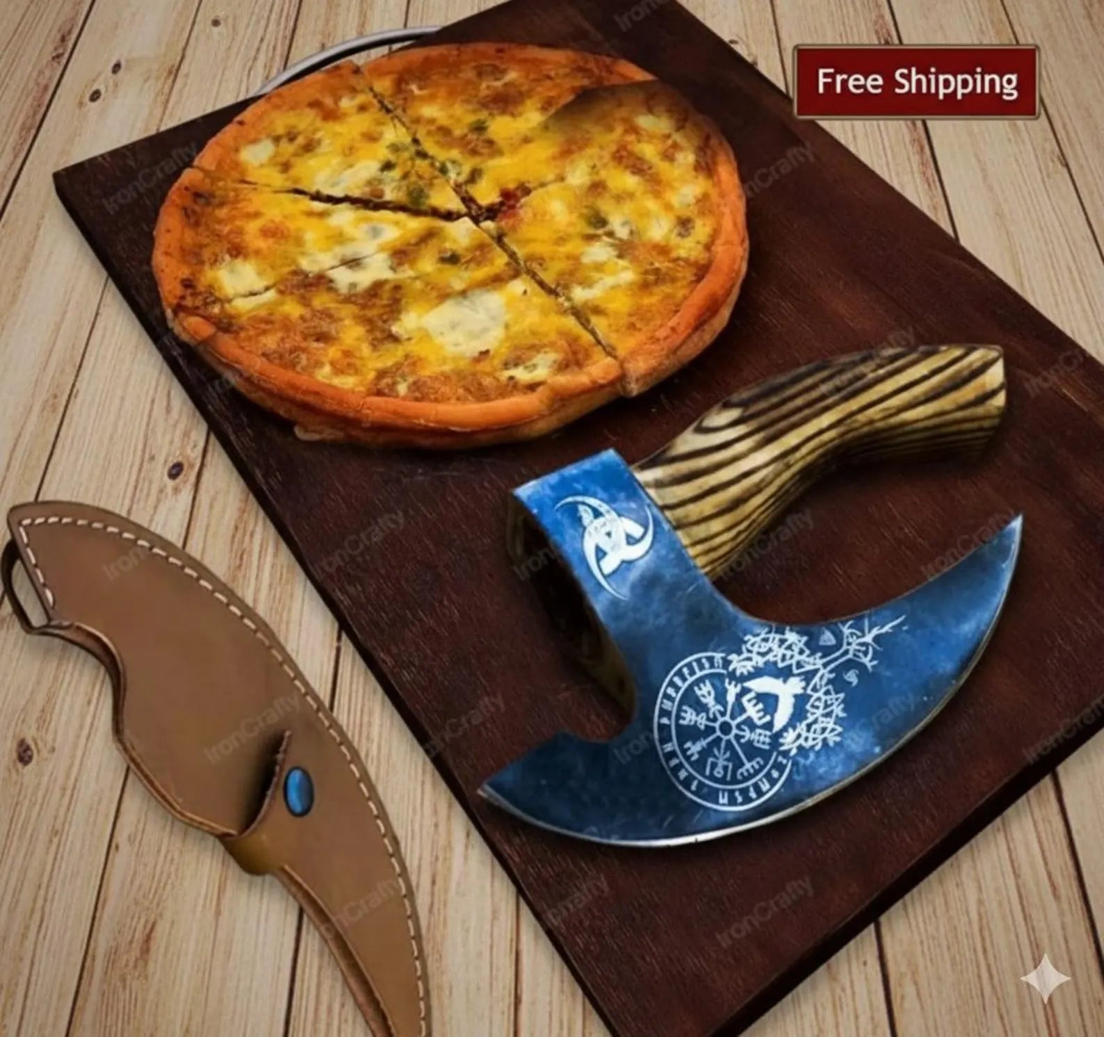 Handmade Stainless Steel Pizza Cutter | Sharp Wheel Slicer with Wooden Handle | Kitchen Tool for Effortless Pizza Cutting