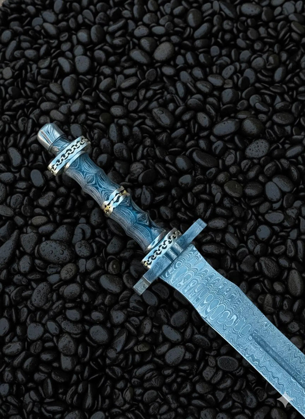 Handmade Damascus Steel Sword | Ladder Pattern Blade with Leather Sheath | Collectible Medieval Sword Replica | Unique Gift for Him