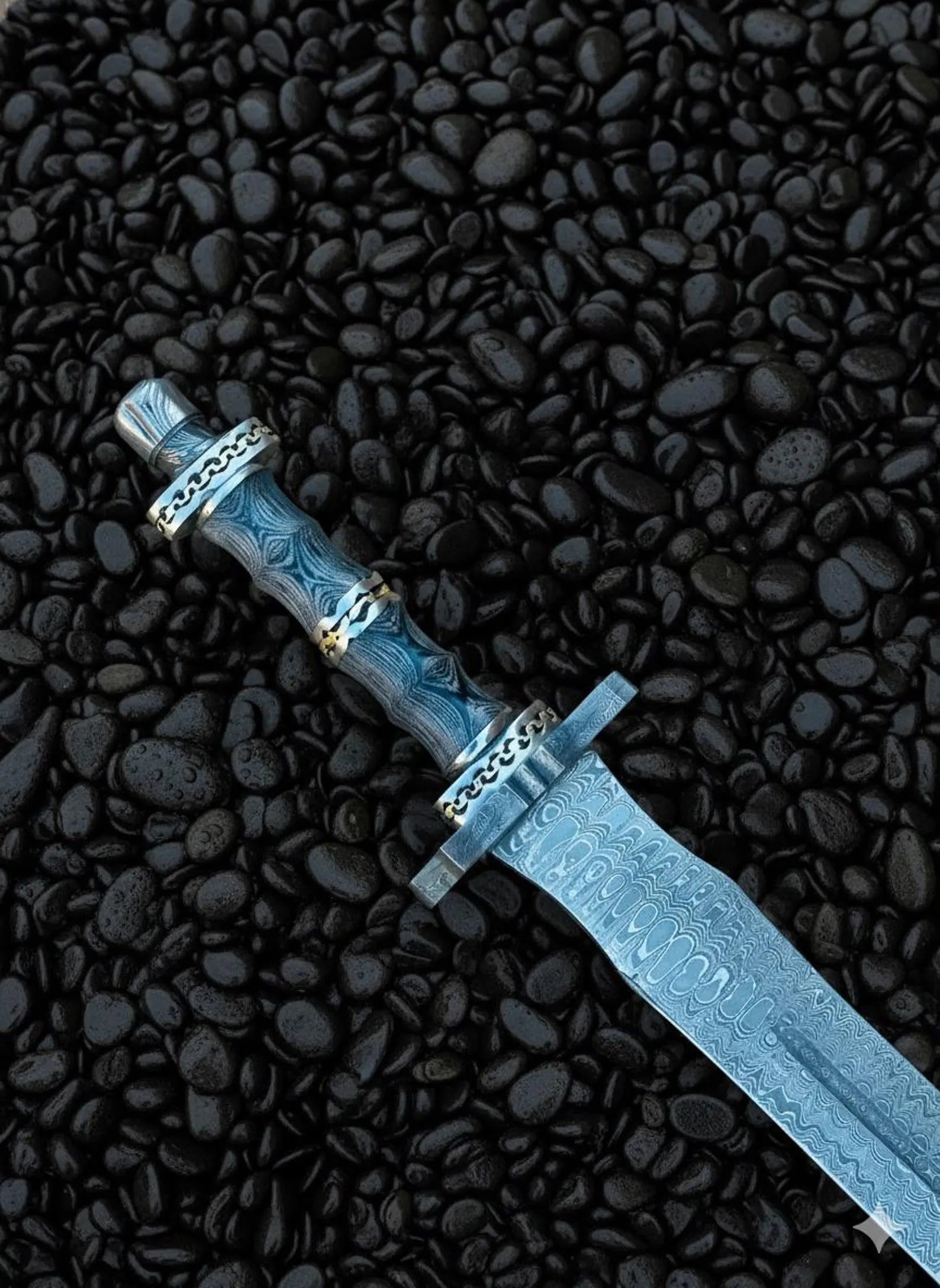 Handmade Damascus Steel Sword | Ladder Pattern Blade with Leather Sheath | Collectible Medieval Sword Replica | Unique Gift for Him
