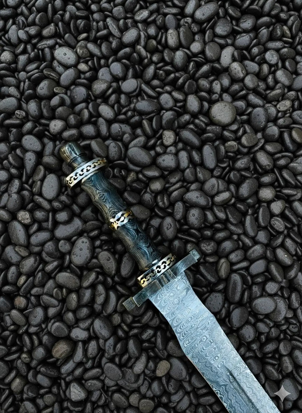 Handmade Damascus Steel Sword | Ladder Pattern Blade with Leather Sheath | Collectible Medieval Sword Replica | Unique Gift for Him