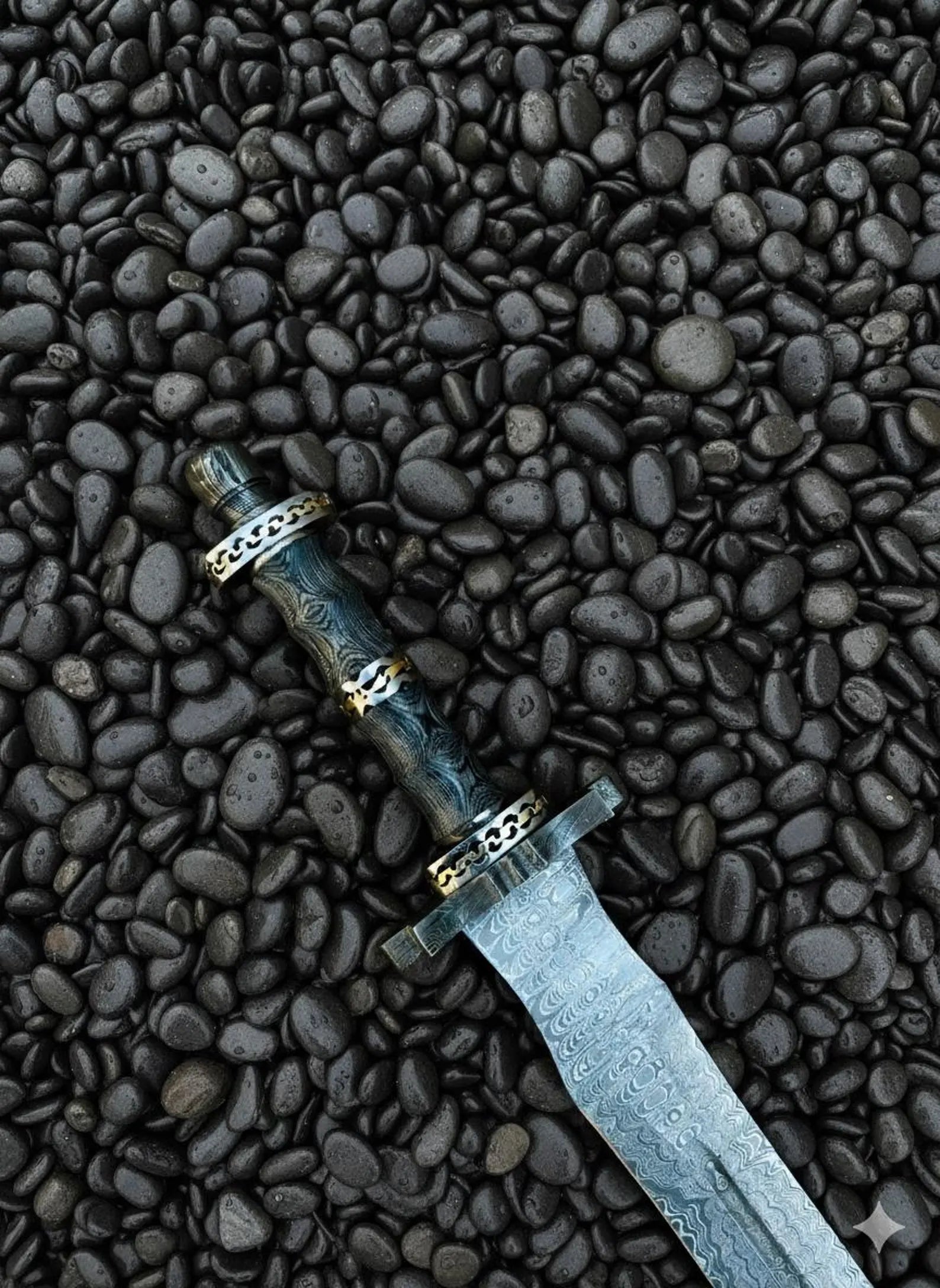 Handmade Damascus Steel Sword | Ladder Pattern Blade with Leather Sheath | Collectible Medieval Sword Replica | Unique Gift for Him