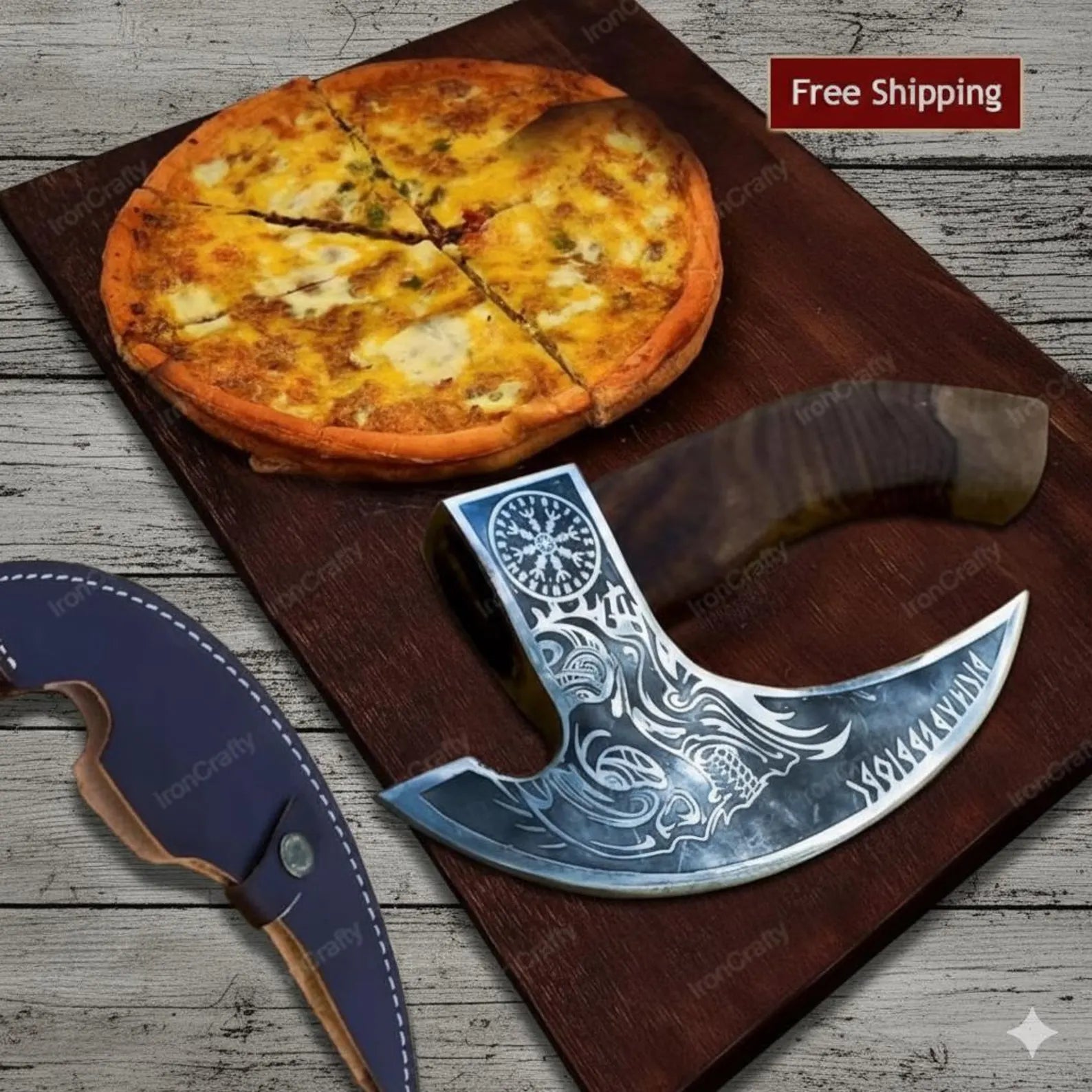 Handmade Stainless Steel Pizza Cutter | Sharp Wheel Slicer with Wooden Handle | Kitchen Tool for Effortless Pizza Cutting