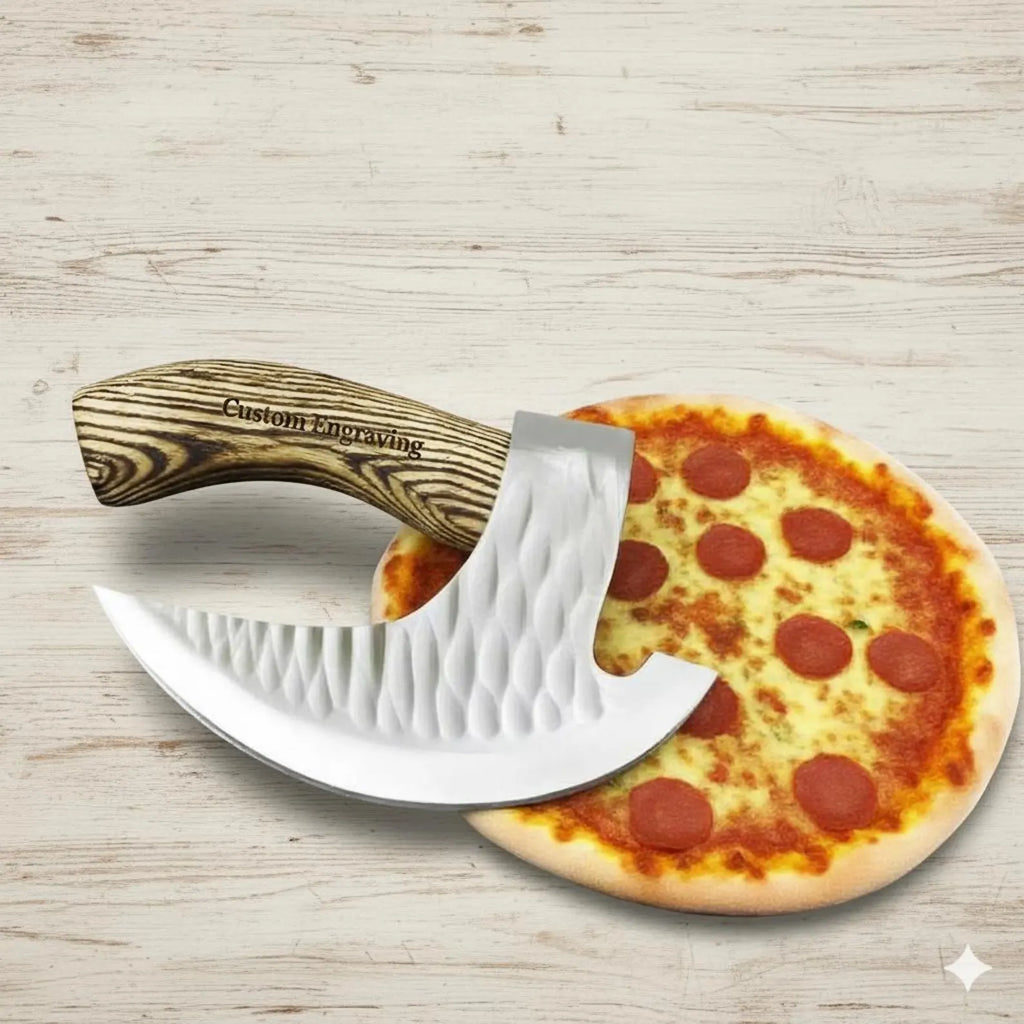 Handmade Stainless Steel Pizza Cutter | Sharp Wheel Slicer with Wooden Handle | Kitchen Tool for Effortless Pizza Cutting